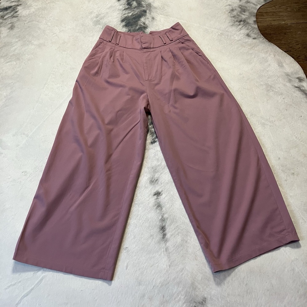Altuzarra Pants Womens Size 38/6 Pink Virgin Wool Blend Pleated Front Wide Leg